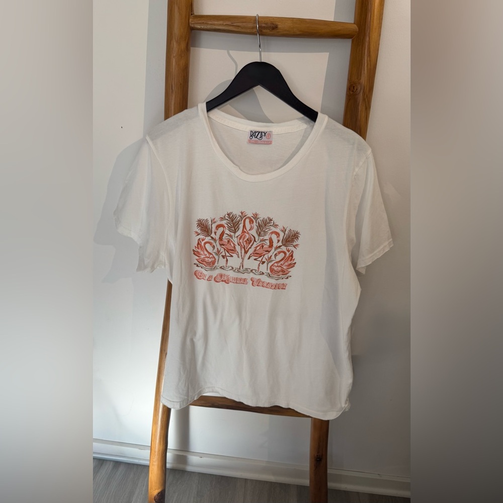 Dazey LA Orange and White Short Sleeve Tee